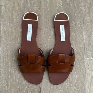 Zara Leather Flat Sandals Size 39